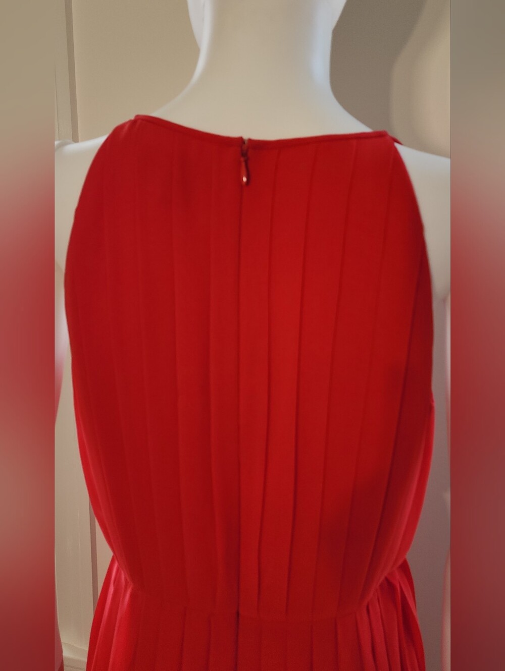 J. Crew Red Pleated Chiffon Dress - Picture 3 of 16